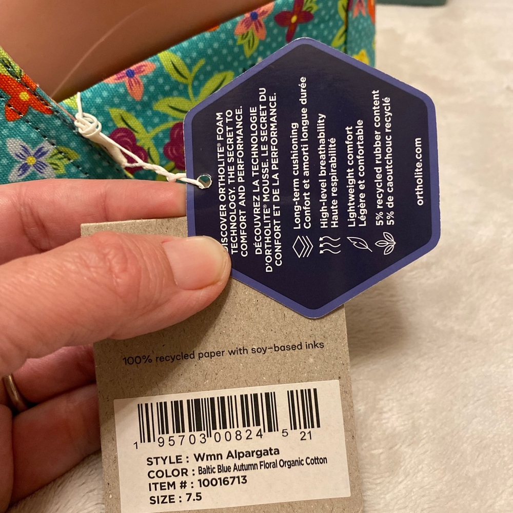 Toms Baltic Blue Autumn Floral Organic Cotton Slip-On Flats - Picture 2 of 13
